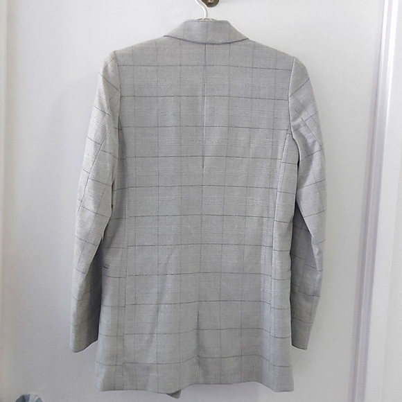 Woman's double breasted Gray window pane blazer - Picture 2 of 4